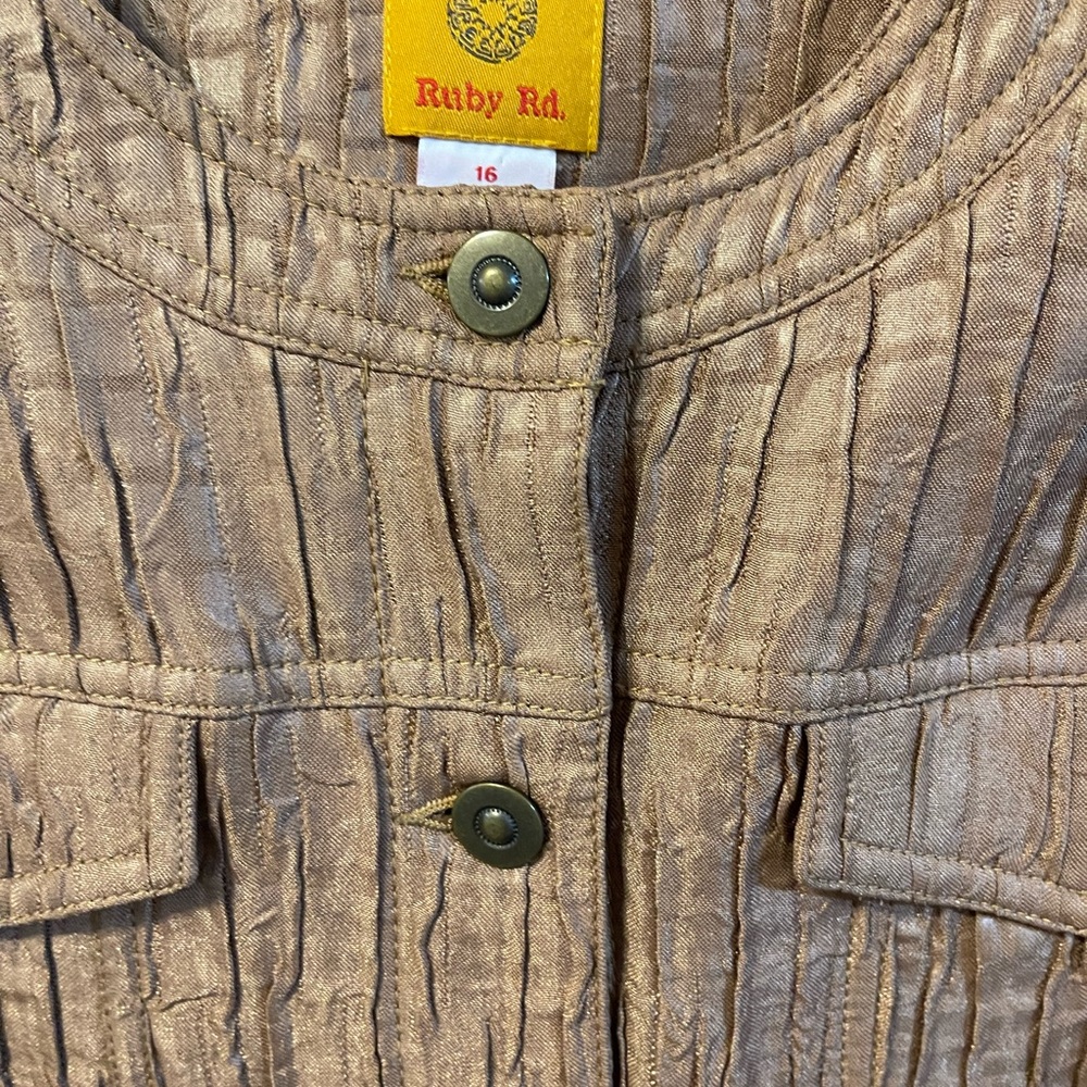 Ruby Rd Camel Jacket. Scoop Neck. Button Front. (… - image 3